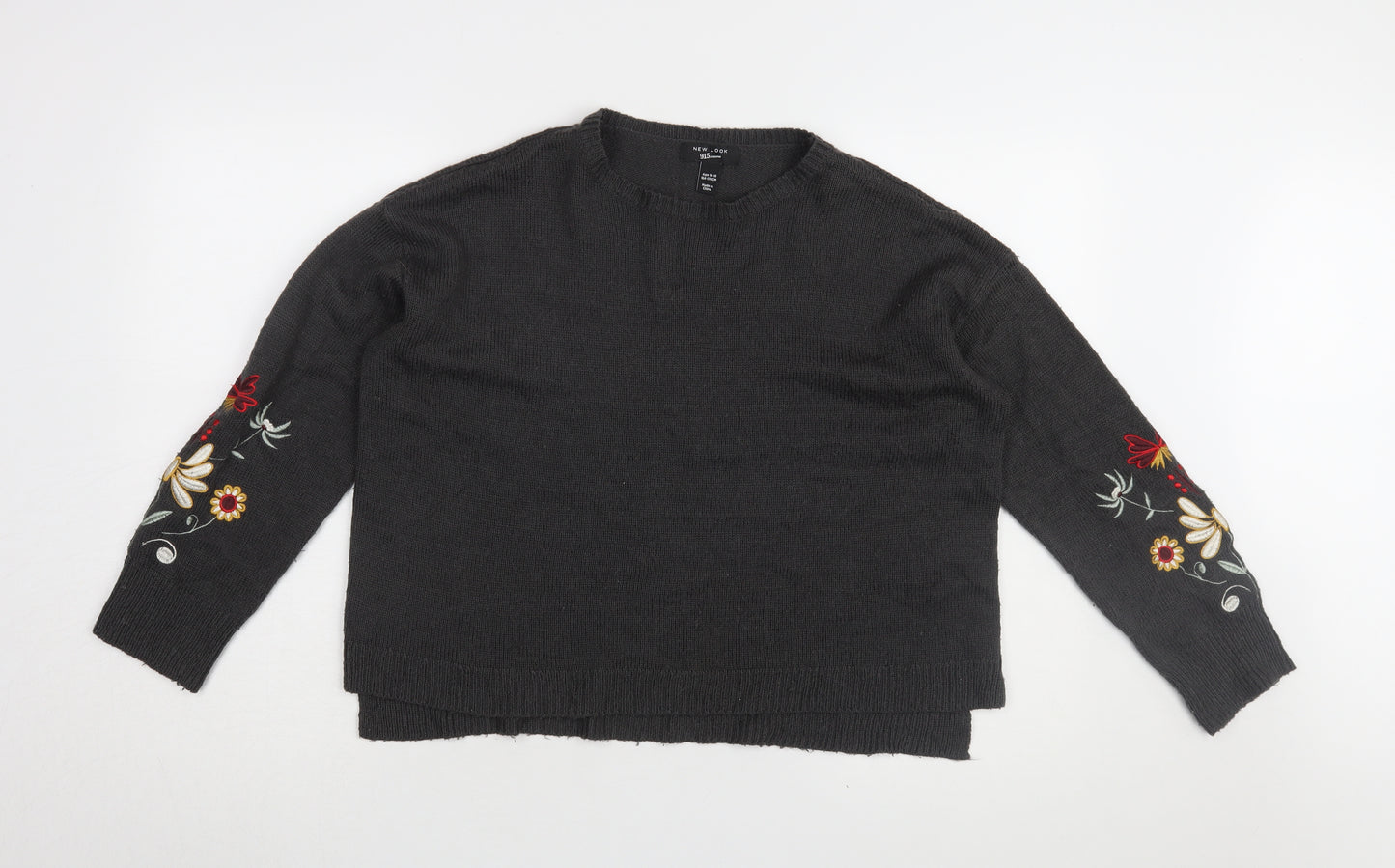New Look Girls Black Embroidered Pullover Jumper, 14-15 Years