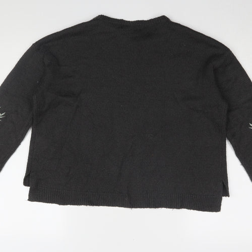 New Look Girls Black Embroidered Pullover Jumper, 14-15 Years