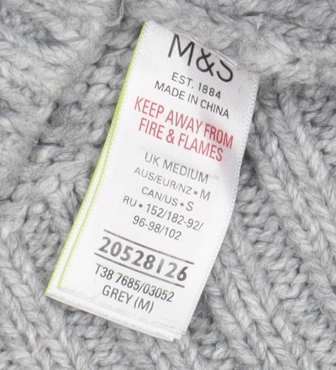 Marks and Spencer Women's Grey Cable-Knit Jumper M