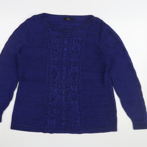 Bm Collection Women's Blue Chunky-Knit Pullover Jumper M