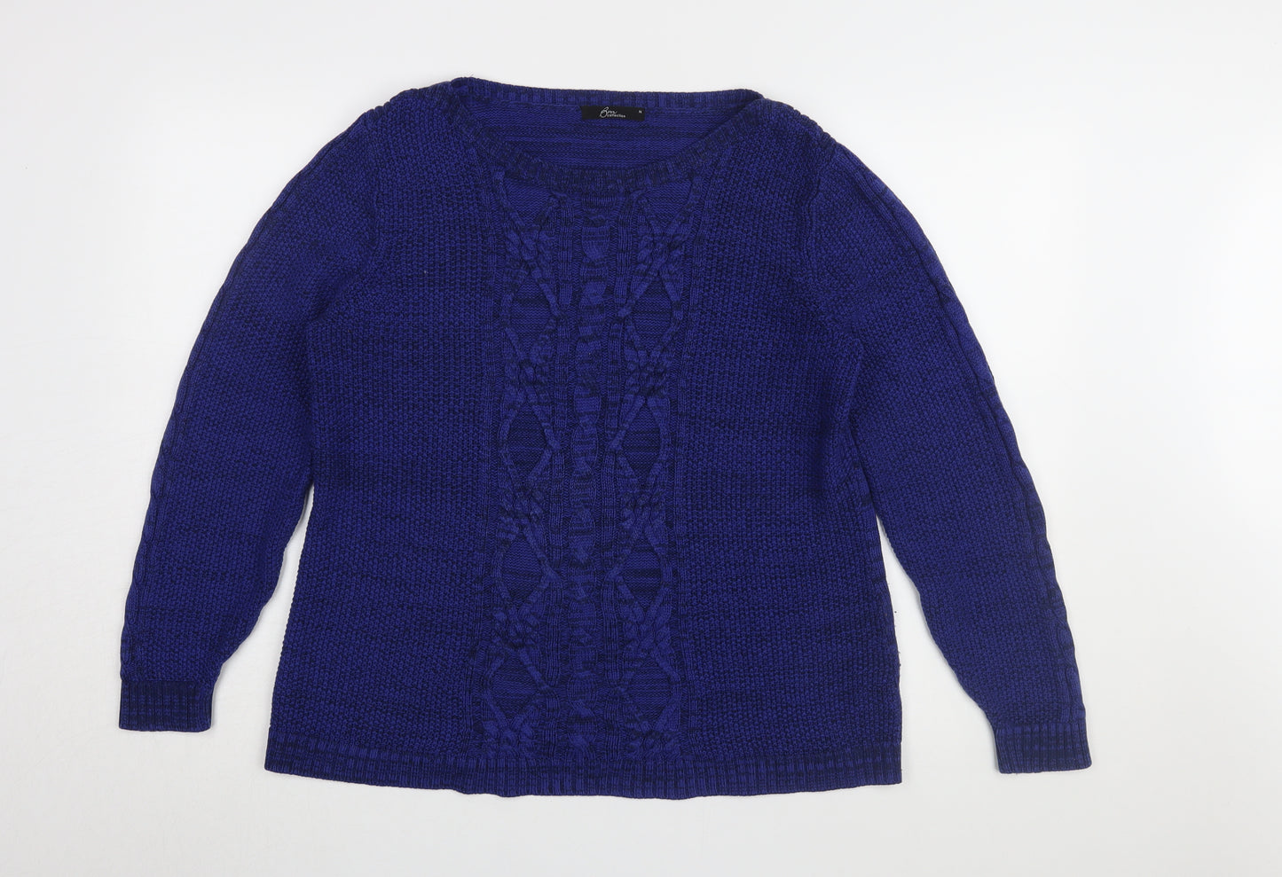 Bm Collection Women's Blue Chunky-Knit Pullover Jumper M