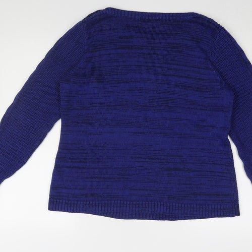 Bm Collection Women's Blue Chunky-Knit Pullover Jumper M