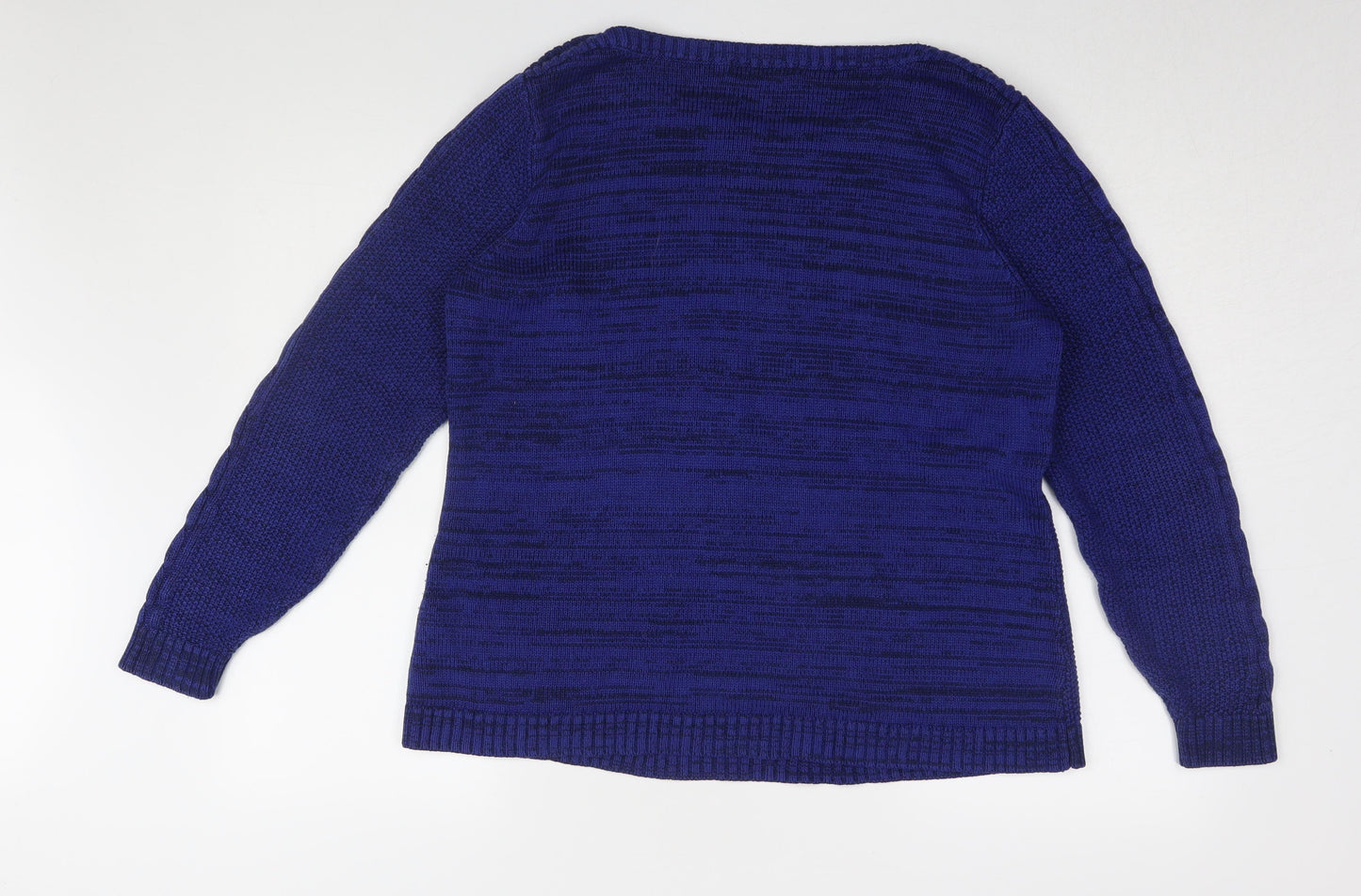 Bm Collection Women's Blue Chunky-Knit Pullover Jumper M