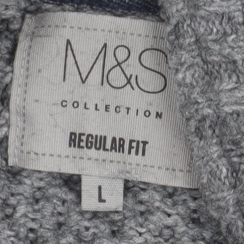 Marks and Spencer Mens Grey Chunky Knit Pullover L