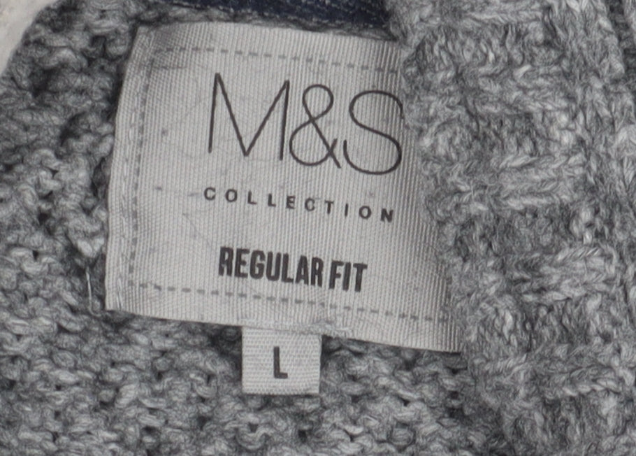 Marks and Spencer Mens Grey Chunky Knit Pullover L