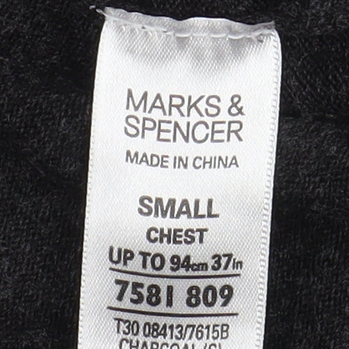 Marks and Spencer Men's Black V-Neck Jumper, Size S