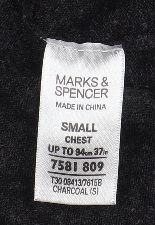 Marks and Spencer Men's Black V-Neck Jumper, Size S