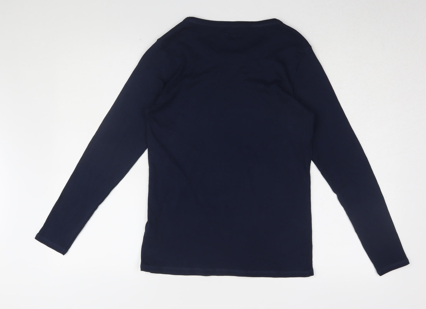 Marks and Spencer Women's Blue Long Sleeve T-Shirt UK 14