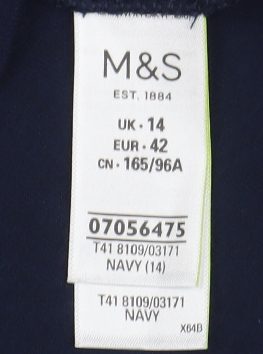 Marks and Spencer Women's Blue Long Sleeve T-Shirt UK 14