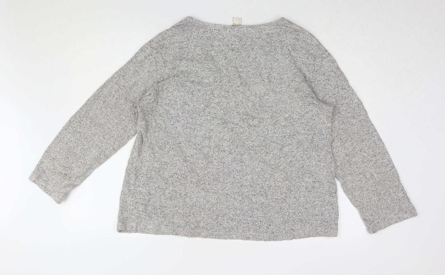 H&M Women's Grey V-Neck Blouse, L, Long Sleeve