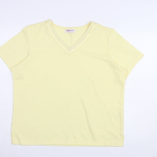 Bonmarché Women's Yellow Basic T-Shirt, Medium, V-Neck