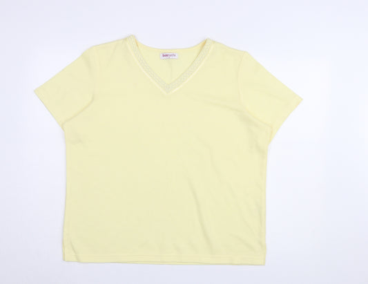 Bonmarché Women's Yellow Basic T-Shirt, Medium, V-Neck