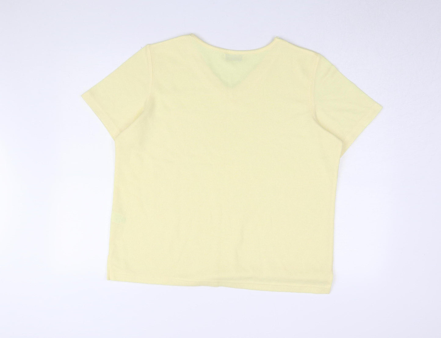 Bonmarché Women's Yellow Basic T-Shirt, Medium, V-Neck