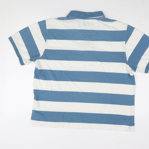 Bhs Men's Blue Striped Polo, Large, Casual Summer Top