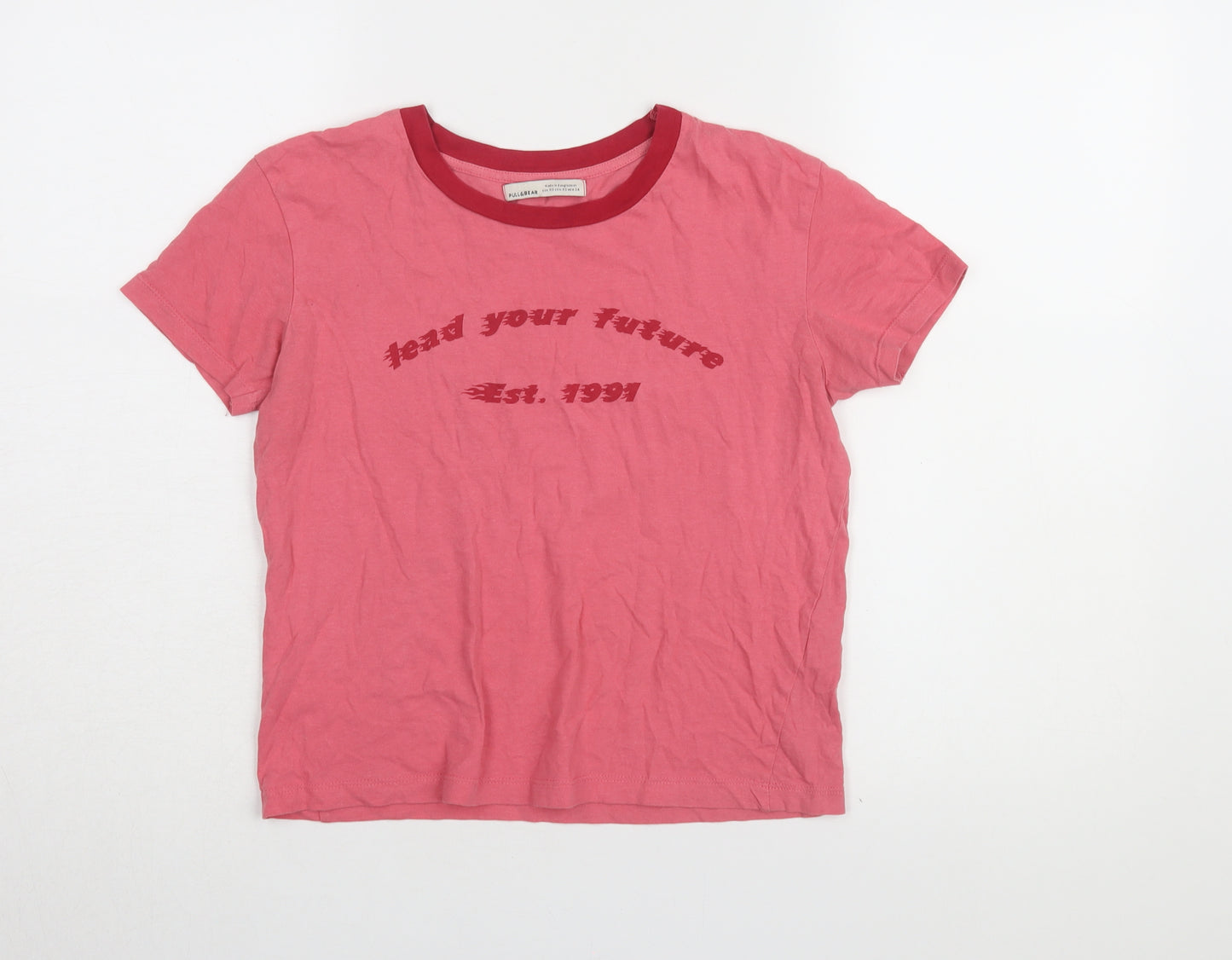 PULL&BEAR Girls Pink Ringer T-Shirt XS