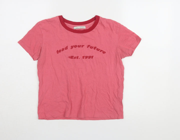 PULL&BEAR Girls Pink Ringer T-Shirt XS