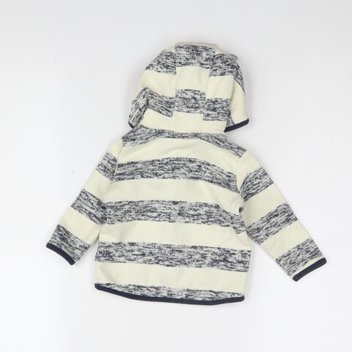 H&M Unisex Ivory Striped Hooded Jacket 9-12 Months