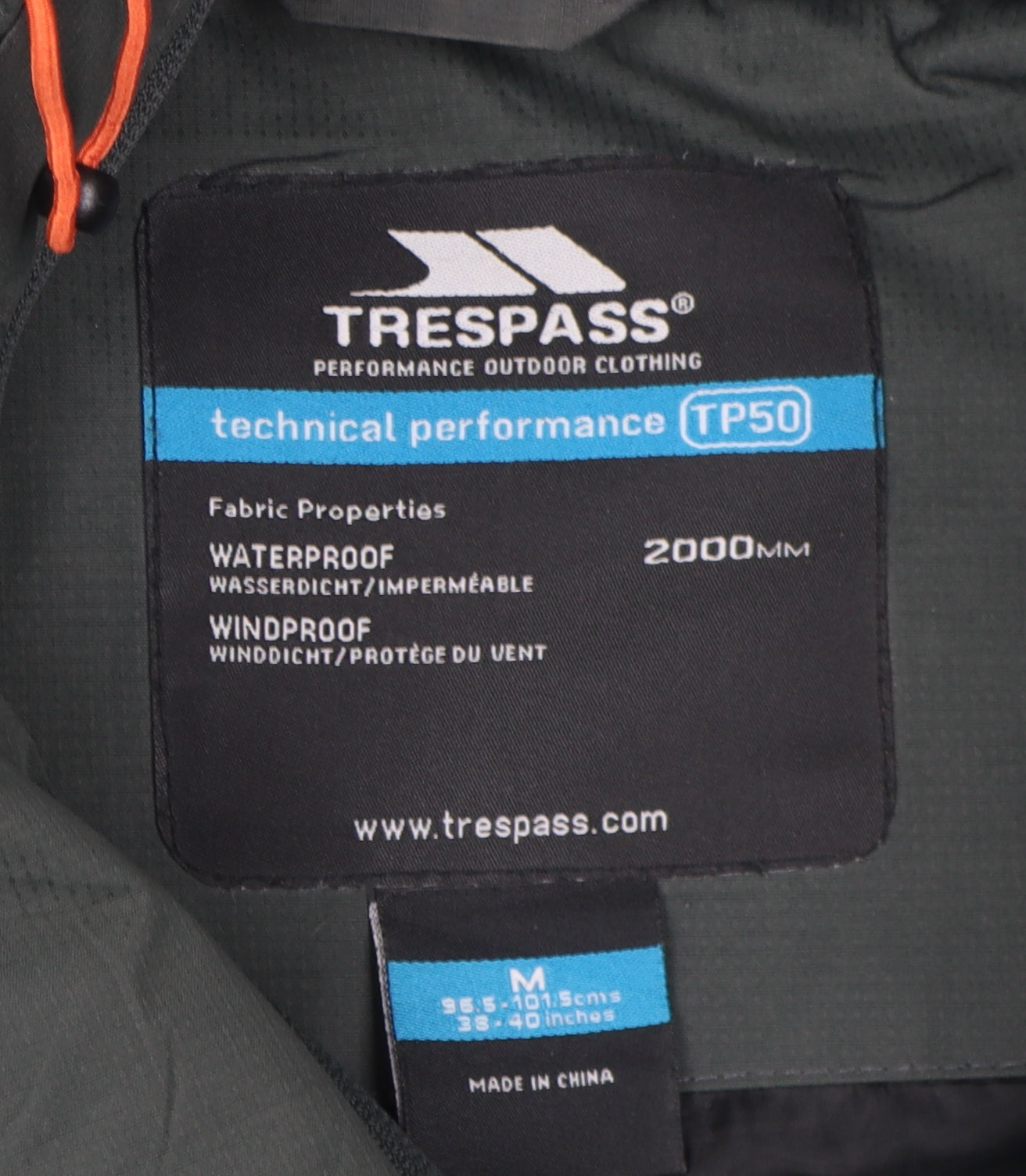 Trespass Men's Green Puffer Jacket M with Hood for Winter