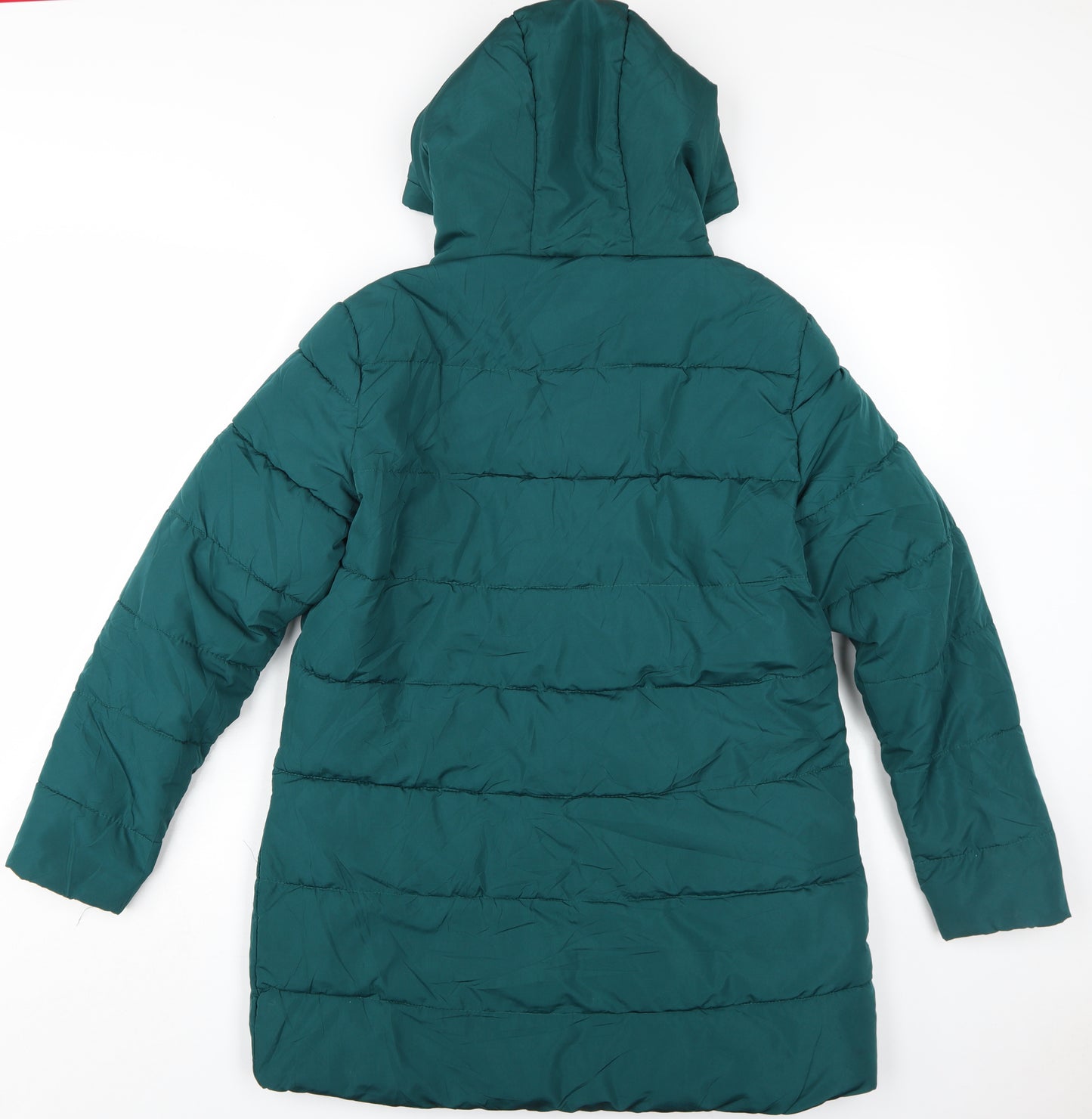 Studio Women's Green Puffer Coat Size 14 Quilted Hooded