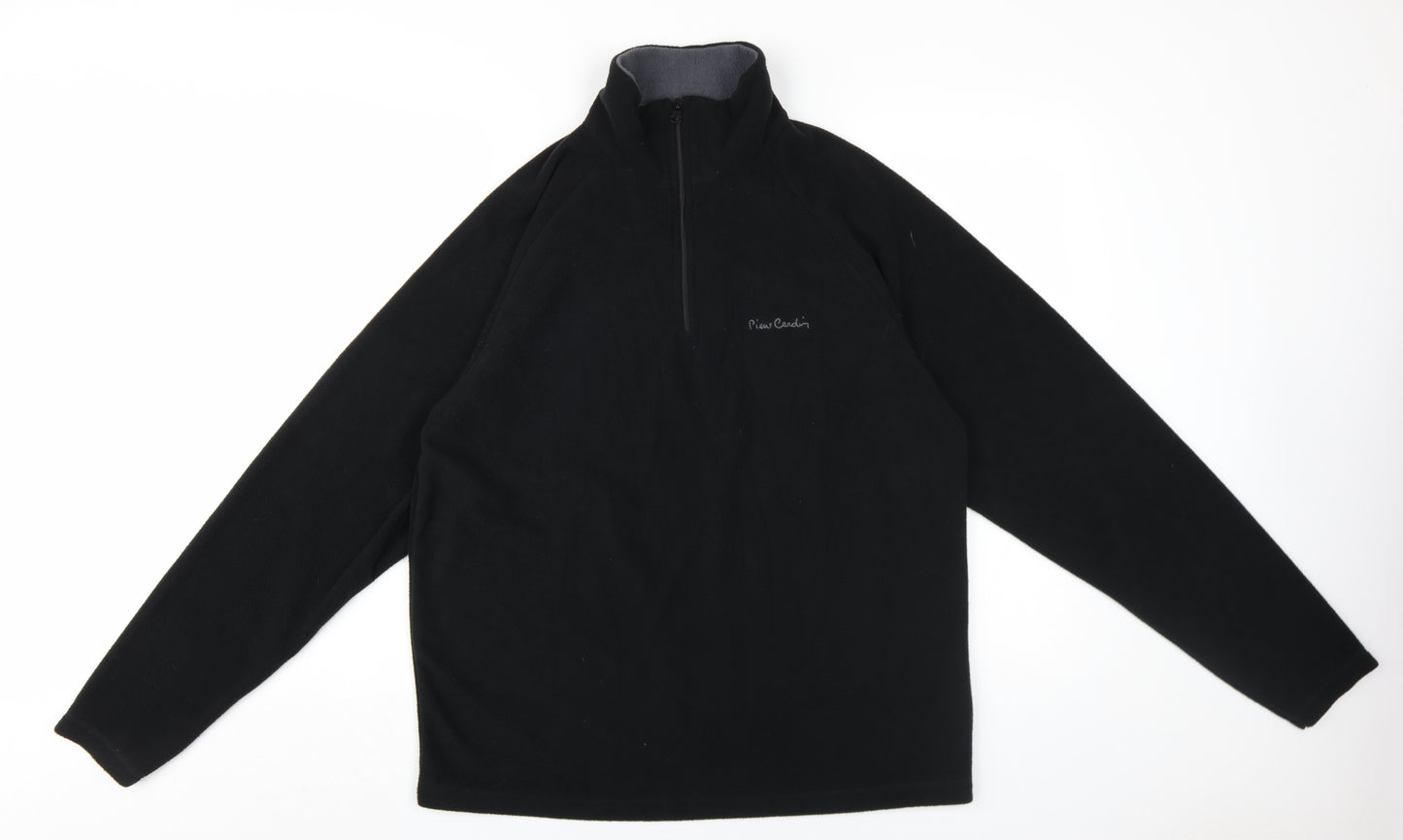 Pierre Cardin Men's Black 1/4 Zip Sweatshirt Size L