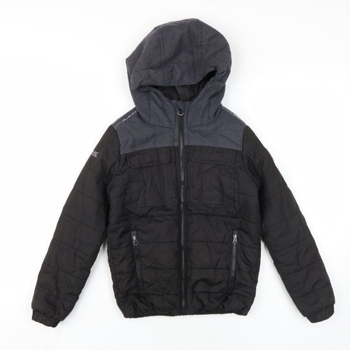 Regatta Boys Black Puffer Jacket 7-8 Years Hooded Warm