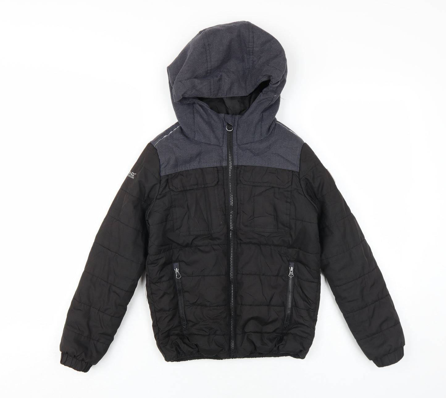 Regatta Boys Black Puffer Jacket 7-8 Years Hooded Warm