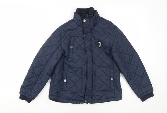 Tottenham Hotspur Boys Blue Quilted Jacket, 9-10 Yrs, Winter Zip