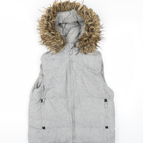 Gap Men's Grey Hooded Puffer Jacket, Size M, Winter