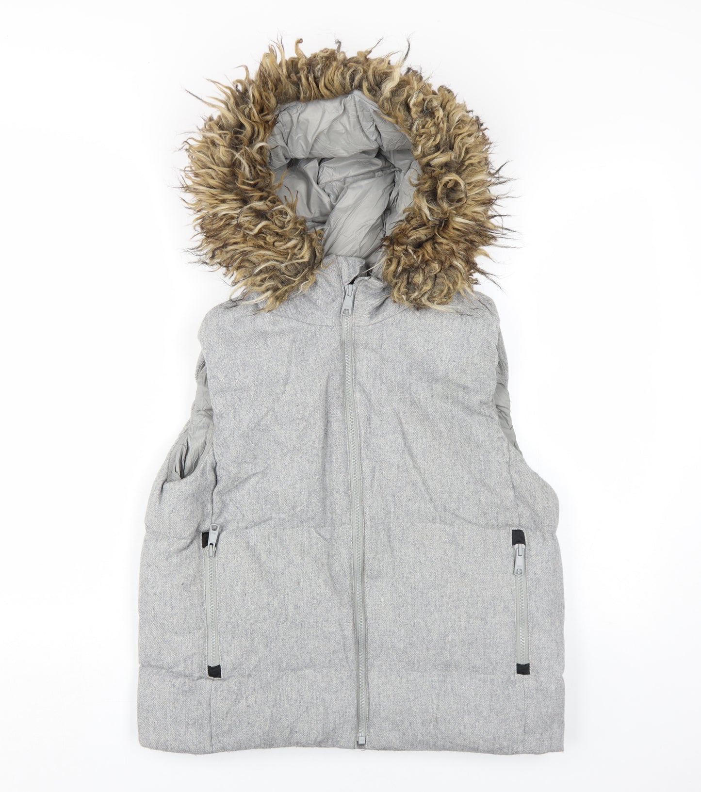 Gap Men's Grey Hooded Puffer Jacket, Size M, Winter