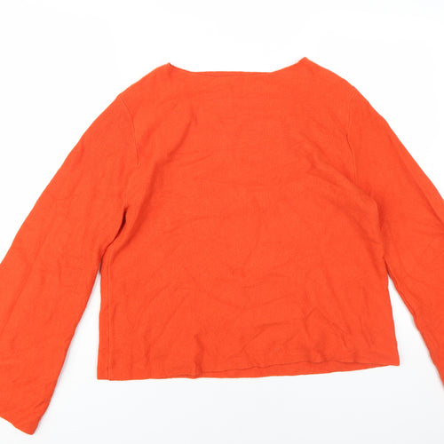 Oasis Women's Orange Knit Jumper Size M Boat Neck