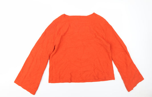 Oasis Women's Orange Knit Jumper Size M Boat Neck