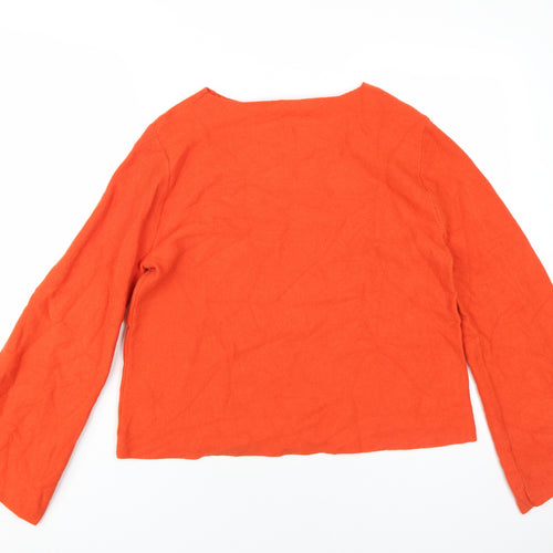 Oasis Women's Orange Knit Jumper Size M Boat Neck