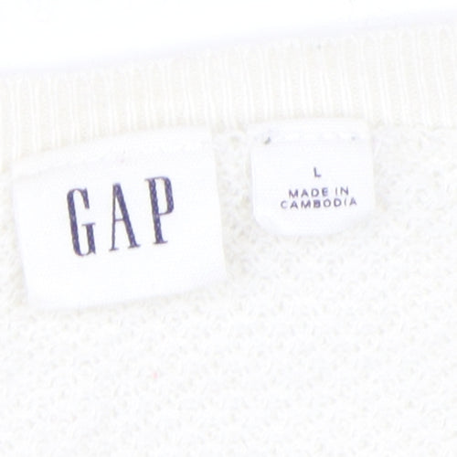 GAP Women's White V-Neck Pullover Jumper, L