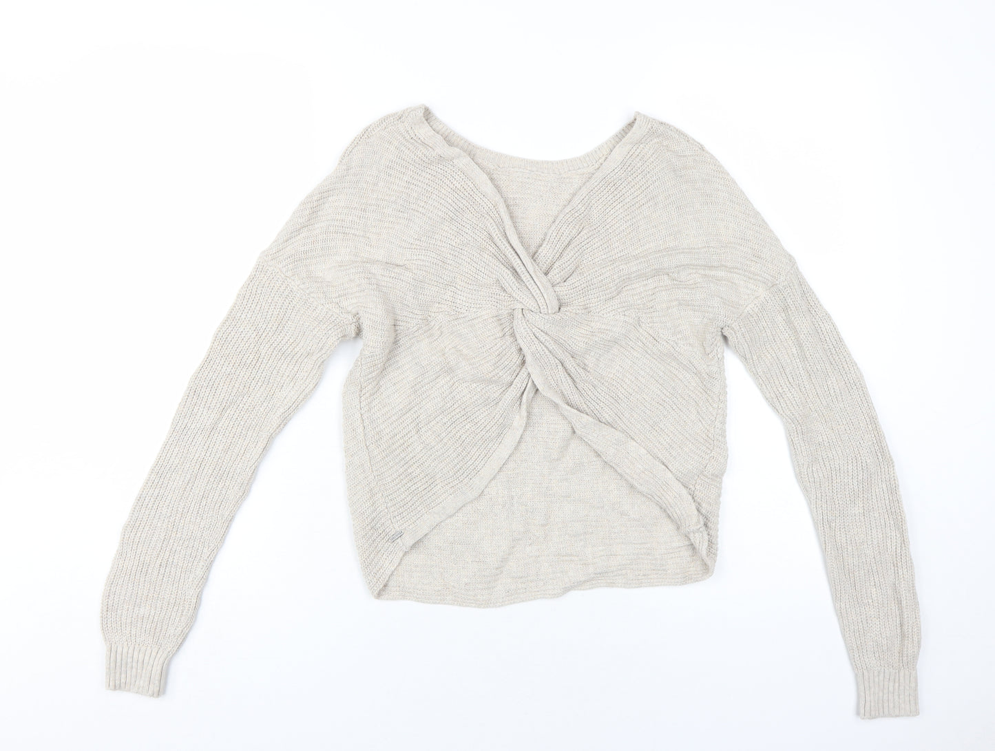 Hollister Women's Beige Knit Pullover Jumper, Size S