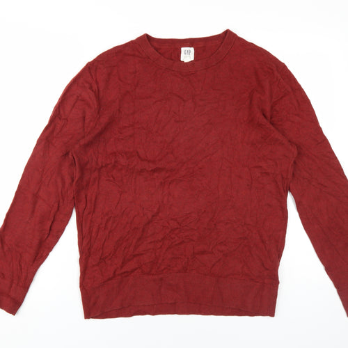 Gap Men's Red Cotton Pullover Jumper, M, Crew Neck