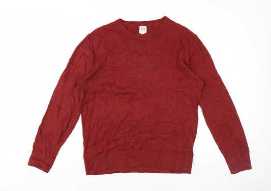 Gap Men's Red Cotton Pullover Jumper, M, Crew Neck