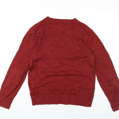 Gap Men's Red Cotton Pullover Jumper, M, Crew Neck