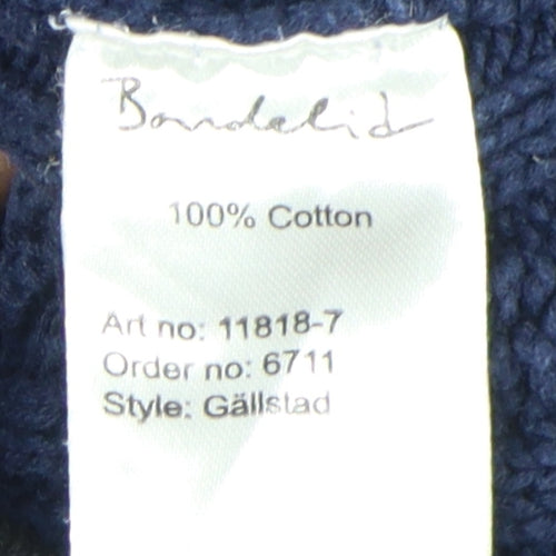 Bondekild Women's Blue Cotton Cable-Knit Jumper S