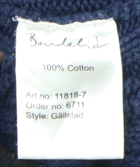 Bondekild Women's Blue Cotton Cable-Knit Jumper S