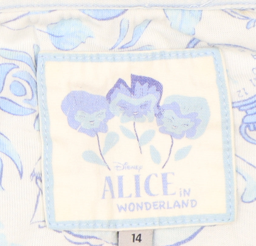 Disney Women's Nightshirt Blue Size 14 Alice Cartoon