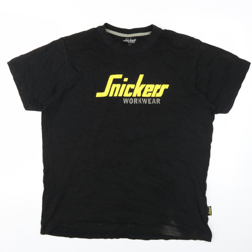 Snickers Men's Black Cotton T-Shirt L Short Sleeve Logo