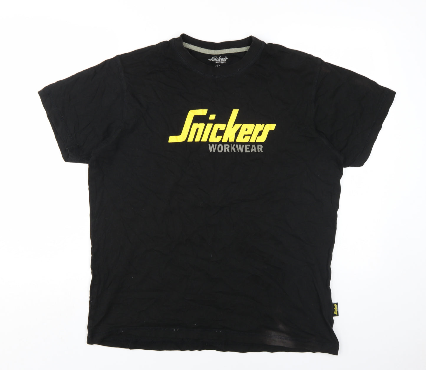 Snickers Men's Black Cotton T-Shirt L Short Sleeve Logo