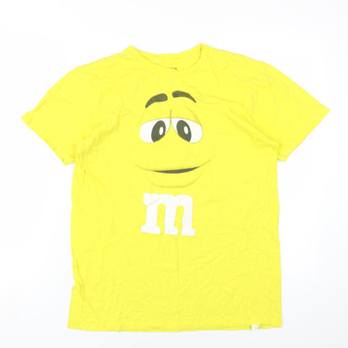 M&M's Yellow Cartoon Graphic Men's T-Shirt, Medium