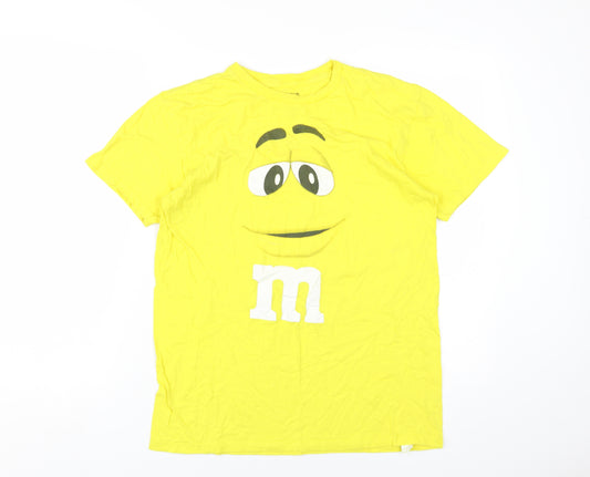 M&M's Yellow Cartoon Graphic Men's T-Shirt, Medium