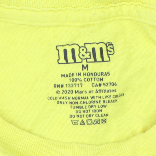 M&M's Yellow Cartoon Graphic Men's T-Shirt, Medium