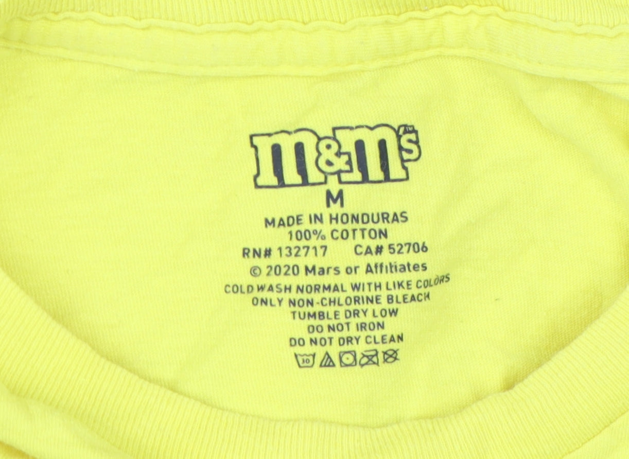 M&M's Yellow Cartoon Graphic Men's T-Shirt, Medium