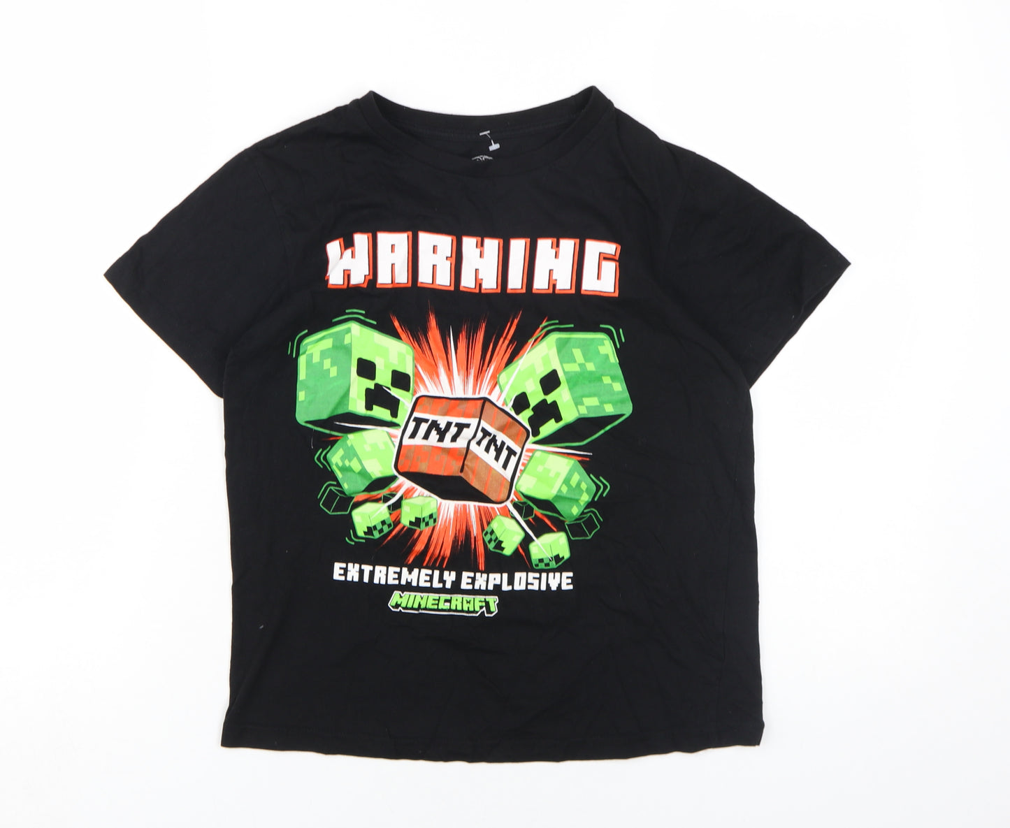Minecraft Boys Black Graphic Print T-Shirt Size 146
