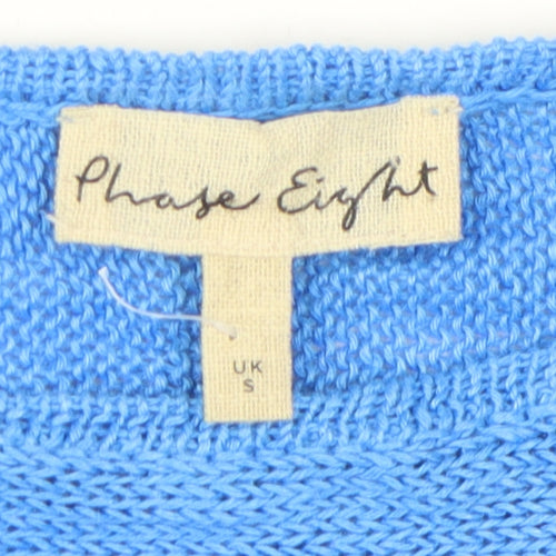 Phase Eight Women's Blue Linen Boat Neck Pullover S