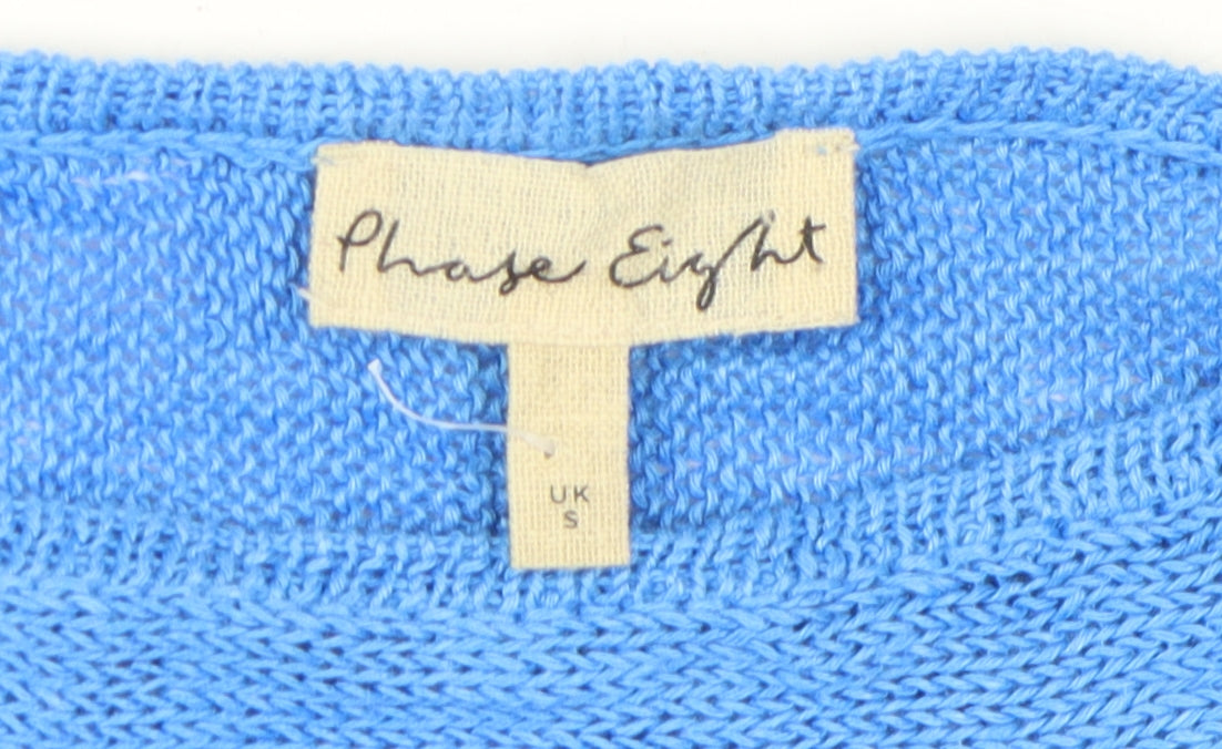 Phase Eight Women's Blue Linen Boat Neck Pullover S