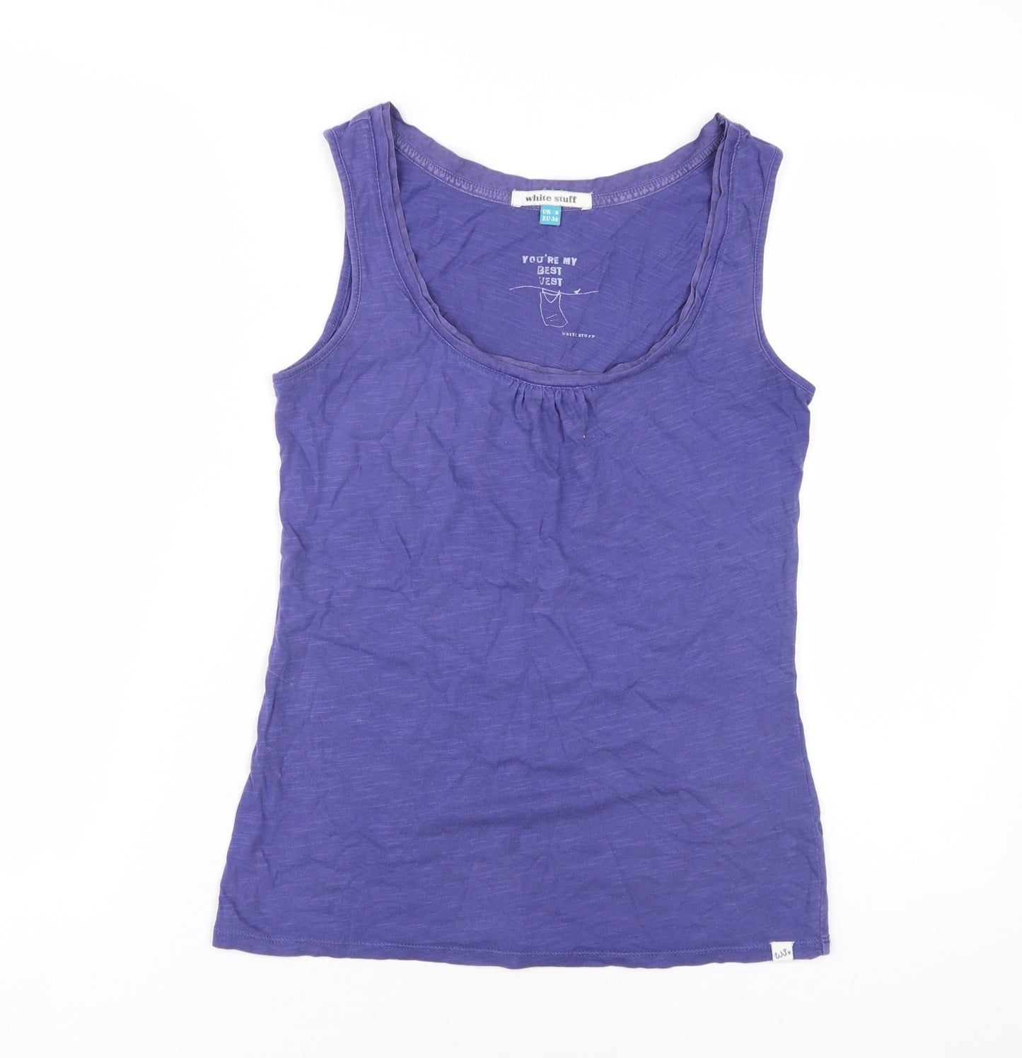 White Stuff Women's Purple Cotton Tank Top S